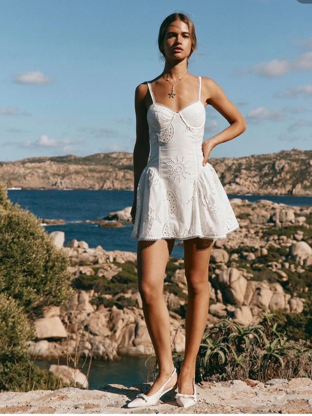 ZACO premium SABO girl White Eyelet Mini Dress